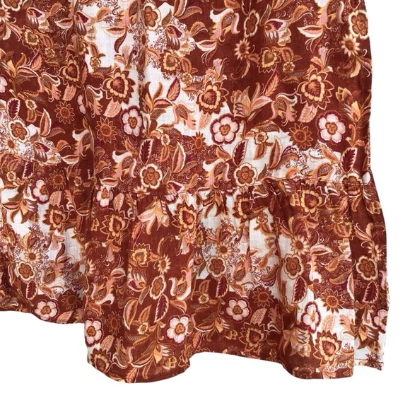 Nicole Miller Floral Paisley Tie Waist Linen Wrap Skirt Size Medium - Picture 3 of 6